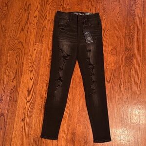 American Eagle Outfitters Black Distressed Skinny Jeans